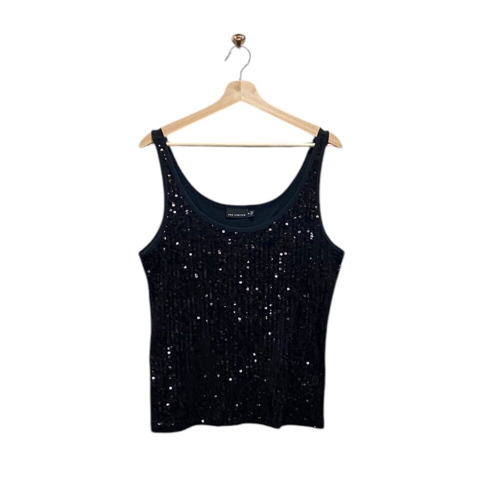 The Limited Sequins Tank Top Black Size XL Y2K - Picture 2 of 12